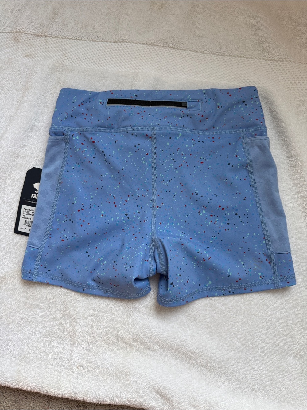 NWT Rabbit Leggy 2.5” Women's Blue Speckled Performance Shorts- Hydrangea - Picture 4 of 5